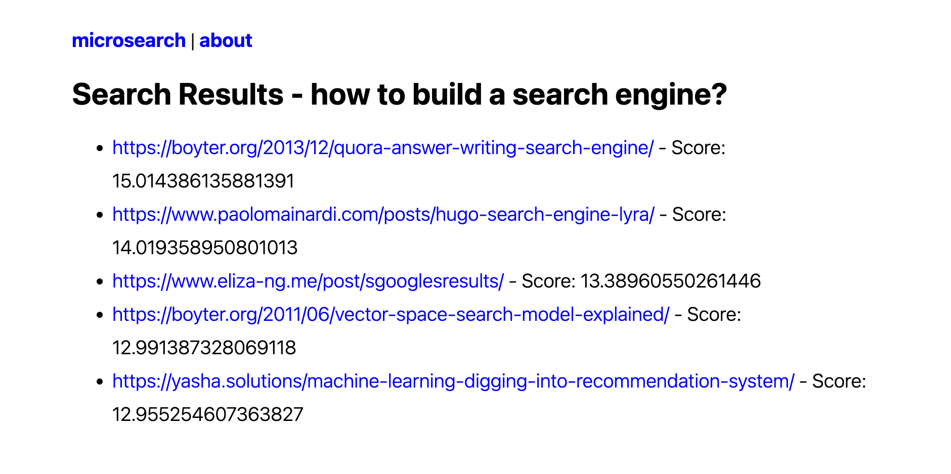 Search results for the query `how to build a search engine`.
